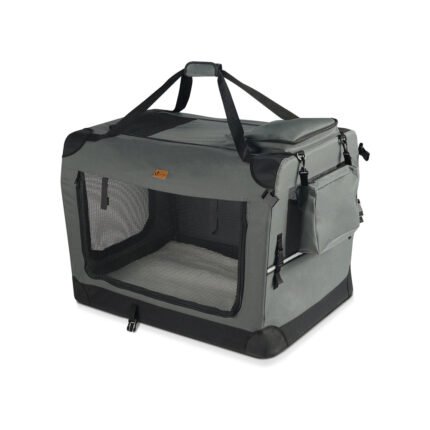 Sac transport pliable chien chat caisse cage portable 50x35x36cm gris
