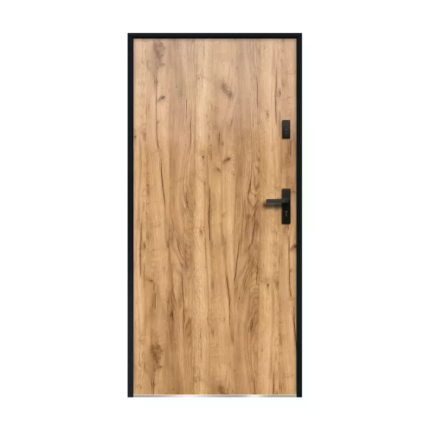Porte d'entrée en acier pleine H207 x L100 cm effet chêne - poussant gauche - AGUEDA