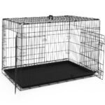 Cage pour chien pliable avec 2 portes verrouillable plateau amovible 122x75x81cm