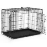 Cage pour chien pliable avec 2 portes verrouillable plateau amovible 92x58x64cm