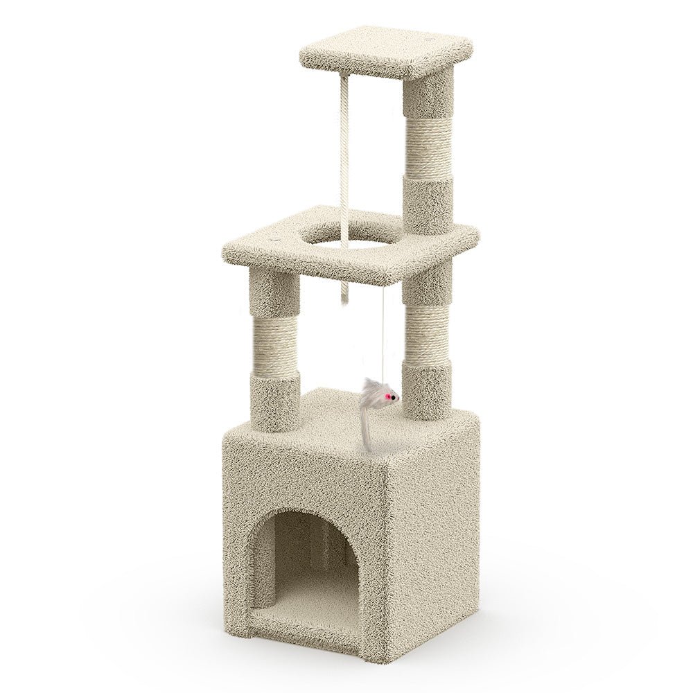 1_cc59ad63-a5f9-4d43-b841-80e28fb5ace4 Arbre à Chat 88cm avec Corde Griffoir Plateforme Niche Beige – Image 1