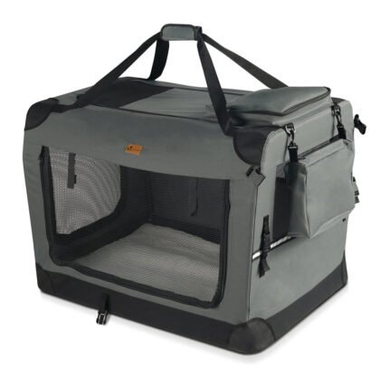 Sac transport pliable chien chat caisse cage portable 70x52x52cm gris