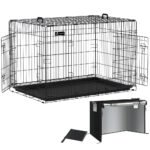 Cage pour chien pliable avec 2 portes verrouillable plateau amovible et housse de protection 122x75x81cm