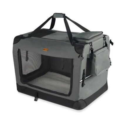 Sac transport pliable chien chat caisse cage portable 60x44x44cm gris