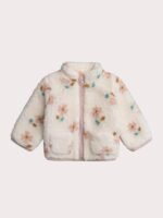 Veste en fausse fourrure à fleurs pour bébé fille