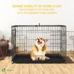 Cage pour chien pliable avec 2 portes verrouillable plateau amovible 92x58x64cm – Image 2