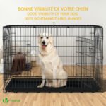 Cage pour chien pliable avec 2 portes verrouillable plateau amovible 122x75x81cm – Image 2