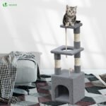 Arbre à Chat 88cm avec Corde Griffoir Plateforme Niche Gris – Image 2