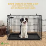 Cage pour chien pliable avec 2 portes verrouillable plateau amovible et housse de protection 107x70x78cm – Image 2