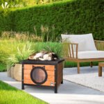 Maison pour Chat en bois avec toit bitumé et entrée en forme d'oreilles de chat – Image 2