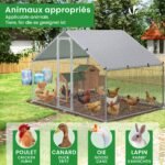 Enclos poulailler en metal galvanise et grillage avec bache PE 300x200x200cm – Image 2