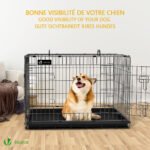 Cage pour chien pliable avec 2 portes verrouillable plateau amovible et housse de protection 92x58x64cm – Image 2