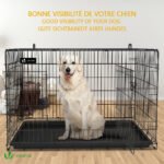 Cage pour chien pliable avec 2 portes verrouillable plateau amovible et housse de protection 122x75x81cm – Image 2