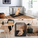 Cage pour chien pliable avec 2 portes verrouillable plateau amovible 107x70x78cm – Image 3