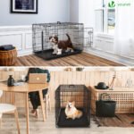 Cage pour chien pliable avec 2 portes verrouillable plateau amovible 92x58x64cm – Image 3