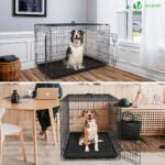 Cage pour chien pliable avec 2 portes verrouillable plateau amovible 122x75x81cm – Image 3