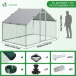 Enclos poulailler en metal galvanise et grillage avec bache PE 300x200x200cm – Image 3