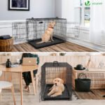 Cage pour chien pliable avec 2 portes verrouillable plateau amovible et housse de protection 107x70x78cm – Image 3