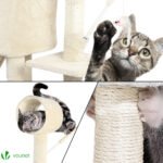 Arbre à Chat 154cm avec Griffoir Plateforme Niche XXL Beige – Image 3