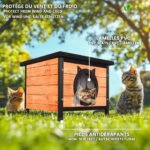 Maison pour Chat en bois avec toit bitumé et entrée en forme d'oreilles de chat – Image 3