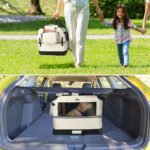 Sac transport pliable chien chat caisse cage portable 60x44x44cm beige – Image 4