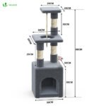 Arbre à Chat 88cm avec Corde Griffoir Plateforme Niche Gris – Image 3