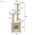 Arbre à Chat 88cm avec Corde Griffoir Plateforme Niche Beige – Image 3