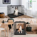 Cage pour chien pliable avec 2 portes verrouillable plateau amovible et housse de protection 122x75x81cm – Image 3