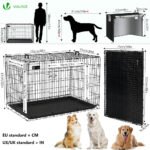 Cage pour chien pliable avec 2 portes verrouillable plateau amovible et housse de protection 122x75x81cm – Image 4