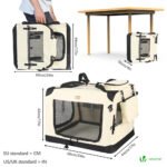 Sac transport pliable chien chat caisse cage portable 60x44x44cm beige – Image 2