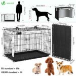 Cage pour chien pliable avec 2 portes verrouillable plateau amovible et housse de protection 92x58x64cm – Image 4