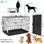 Cage pour chien pliable avec 2 portes verrouillable plateau amovible 92x58x64cm – Image 4