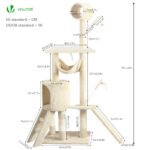 Arbre à Chat 154cm avec Griffoir Plateforme Niche XXL Beige – Image 4