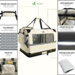 Sac transport pliable chien chat caisse cage portable 50x35x36cm beige – Image 5