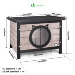 Maison pour Chat en bois avec toit bitumé et entrée en forme d'oreilles de chat Gris – Image 5