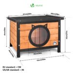 Maison pour Chat en bois avec toit bitumé et entrée en forme d'oreilles de chat – Image 5