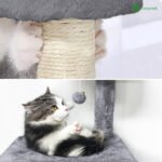 Arbre à Chat 138cm avec Griffoir Plateforme Niche et Capsule Spatiale gris – Image 5