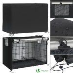 Cage pour chien pliable avec 2 portes verrouillable plateau amovible et housse de protection 92x58x64cm – Image 6
