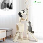 Arbre à Chat 154cm avec Griffoir Plateforme Niche XXL Beige – Image 5