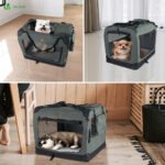Sac transport pliable chien chat caisse cage portable 60x44x44cm gris – Image 6
