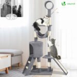 Arbre à Chat 154cm avec Griffoir Plateforme Niche XXL Gris – Image 5