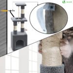 Arbre à Chat 88cm avec Corde Griffoir Plateforme Niche Gris – Image 6