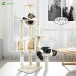 Arbre à Chat 138cm avec Griffoir Plateforme Niche et Capsule Spatiale beige – Image 6
