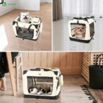 Sac transport pliable chien chat caisse cage portable 50x35x36cm beige – Image 6