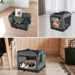 Sac transport pliable chien chat caisse cage portable 50x35x36cm gris – Image 6