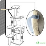 Arbre à Chat 138cm avec Griffoir Plateforme Niche et Capsule Spatiale beige – Image 7