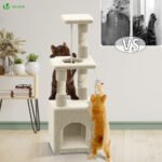 Arbre à Chat 88cm avec Corde Griffoir Plateforme Niche Beige – Image 7