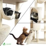 Arbre à Chat 154cm avec Griffoir Plateforme Niche XXL Beige – Image 6