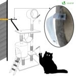 Arbre à Chat 154cm avec Griffoir Plateforme Niche XXL Gris – Image 7