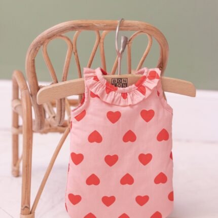 Accessoire poupon - Turbulette collerette cœur bonton + minikane